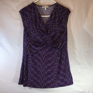 CHAUS New York XL Sleeveless  Top Purple Abstract Career Chic Workwear Casual
